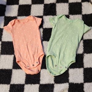 💀Carter's Pink and Mint Polka Dot Bodysuits